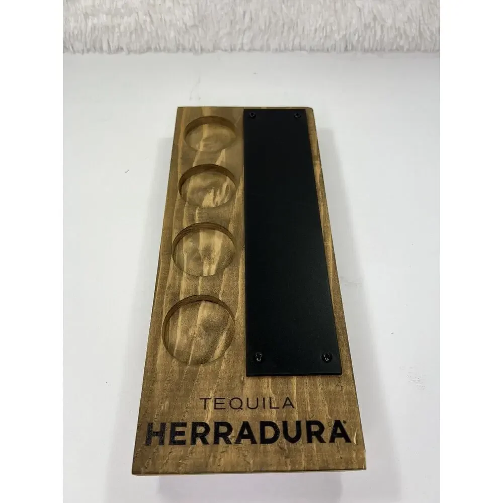 Herradura Tequila Tasting Tray Shots Wood Bar Chalk Man Cave NEW‎